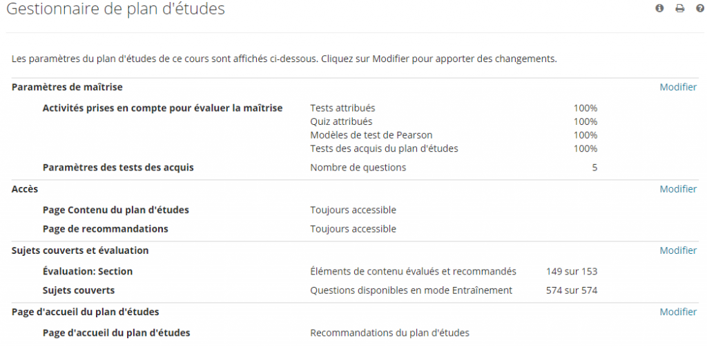 Gestionnaire de plan d'etudes